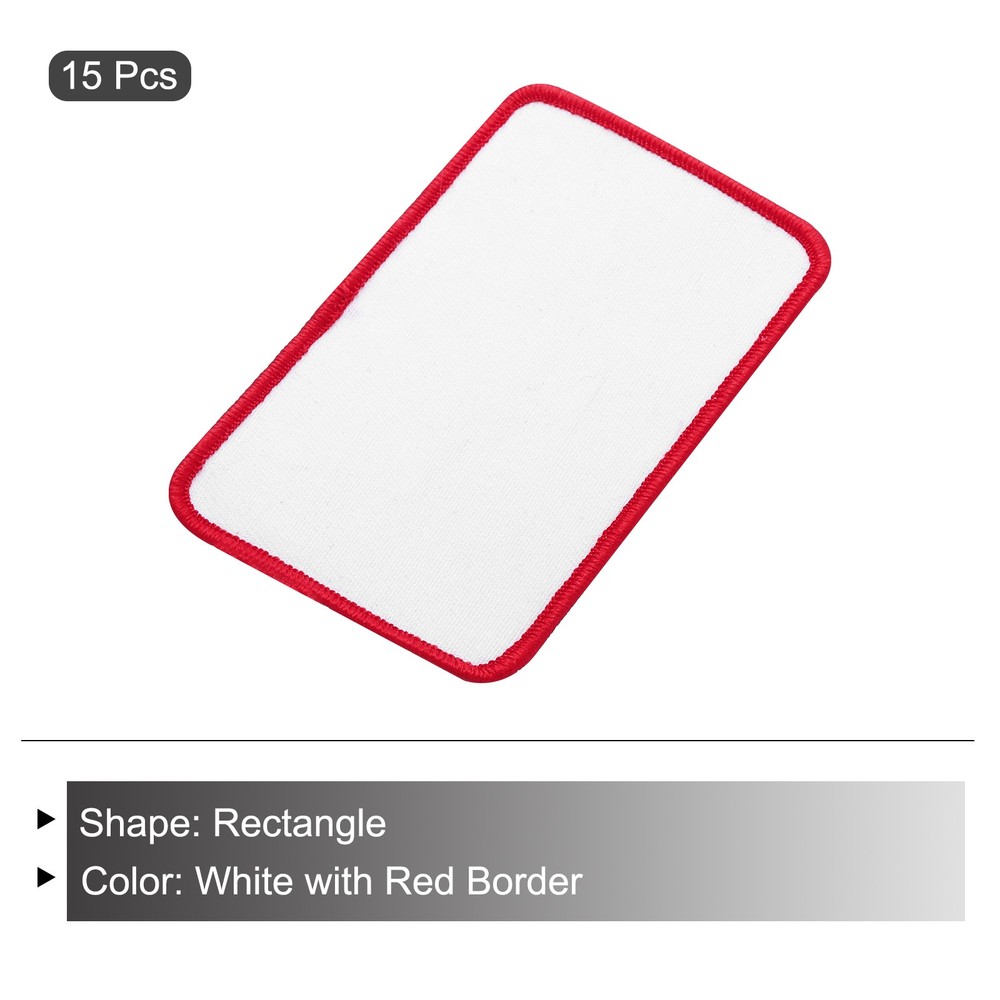 15pcs Sublimation Patch Blank Rectangle White with Red Border
