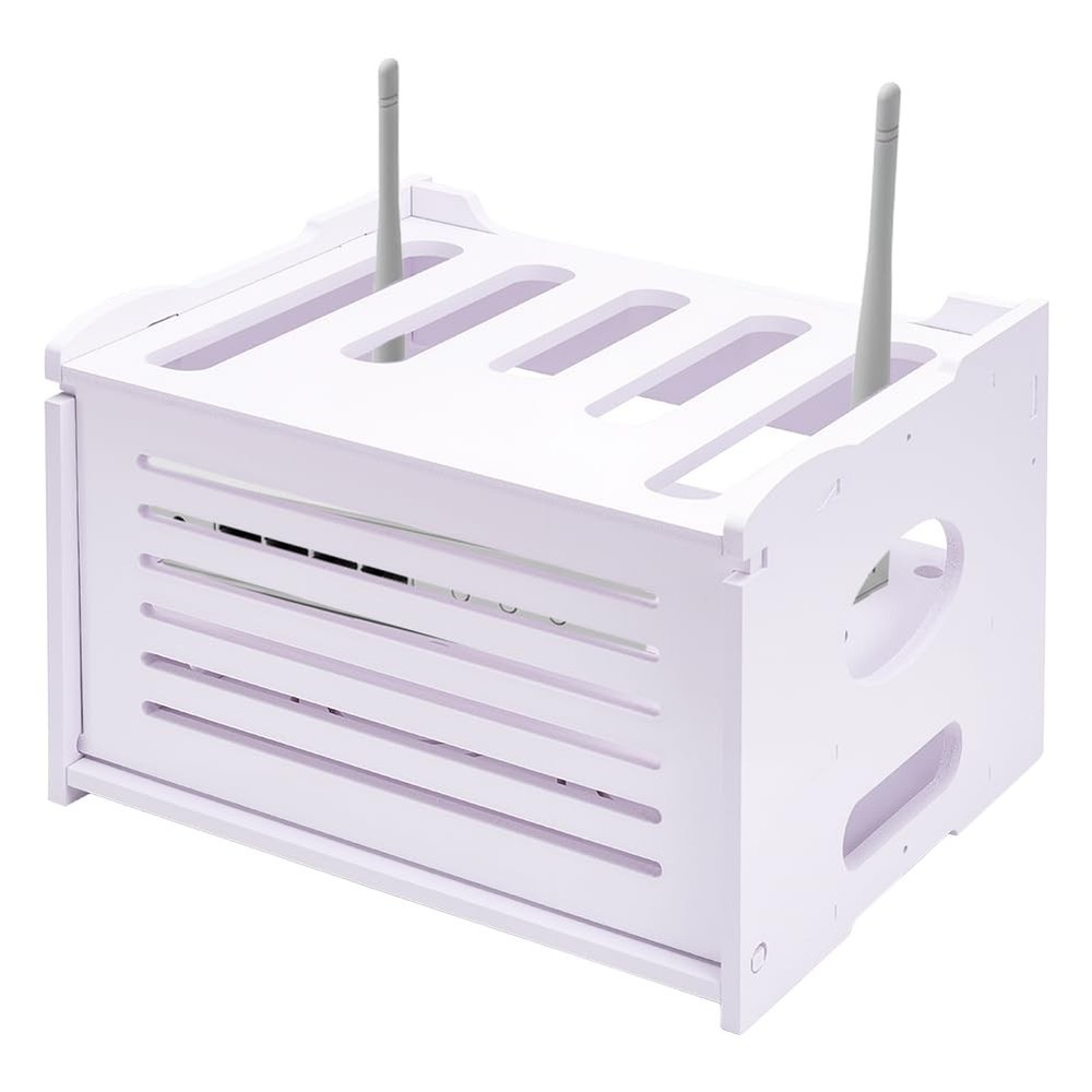 Upgrade Routers Shelf Storage Rectangle PVC Plastic Routers Wire Storage Box ...