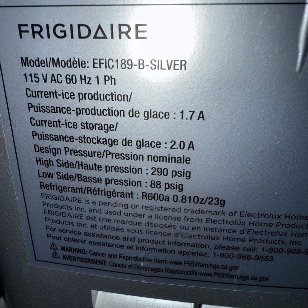 Frigidaire EFIC189 Ice Maker Silver
