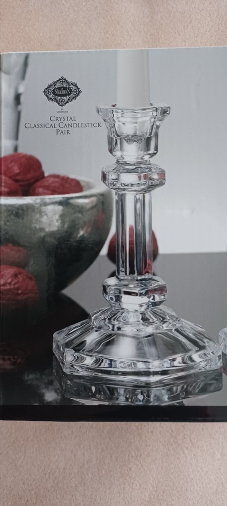 SHANNON BY GODINGER CRYSTAL CLASSICAL CANDLESTICK PAIR