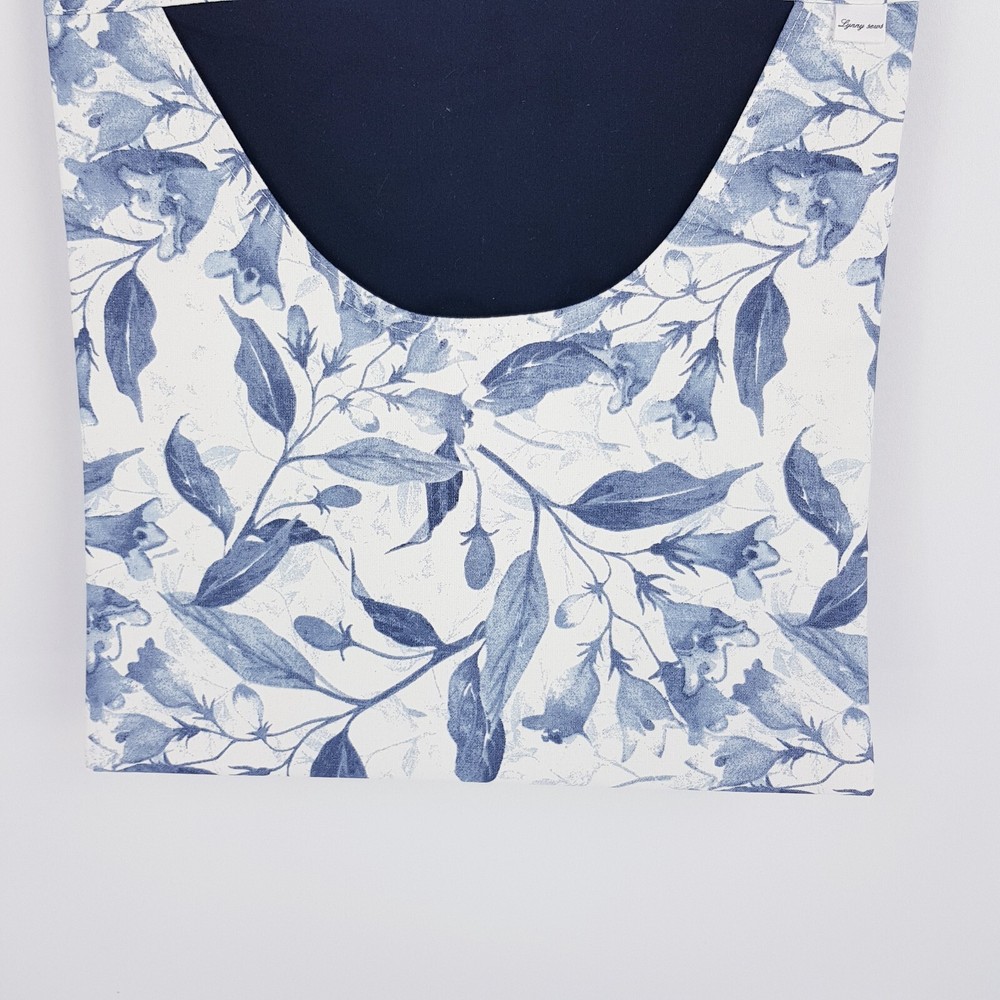 Peg Bag Handmade Blue White Leaf Print Lined Laundry Clothes Peg Holder
