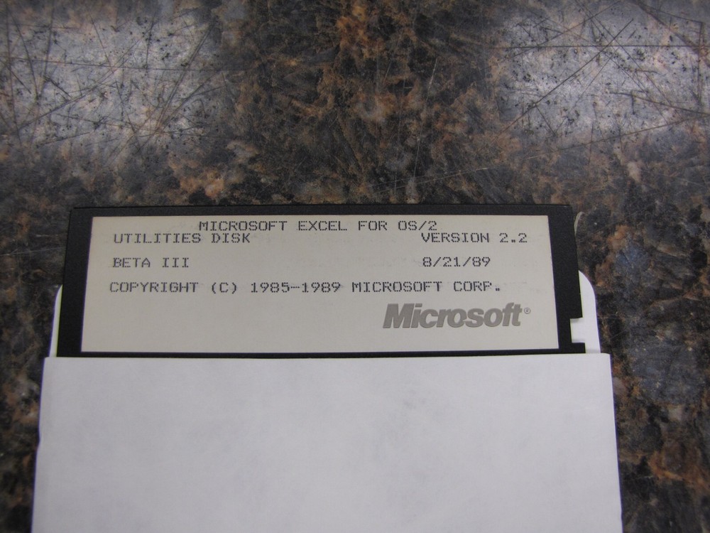 1989 Microsoft Excel for OS/2 Utilities Floppy Disk Version 2.2 Beta III