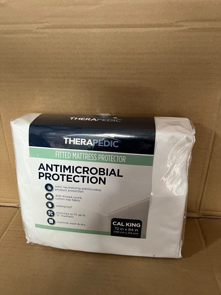 Therapedic Antimicrobial Protection Fitted Mattress Protector CAL KING