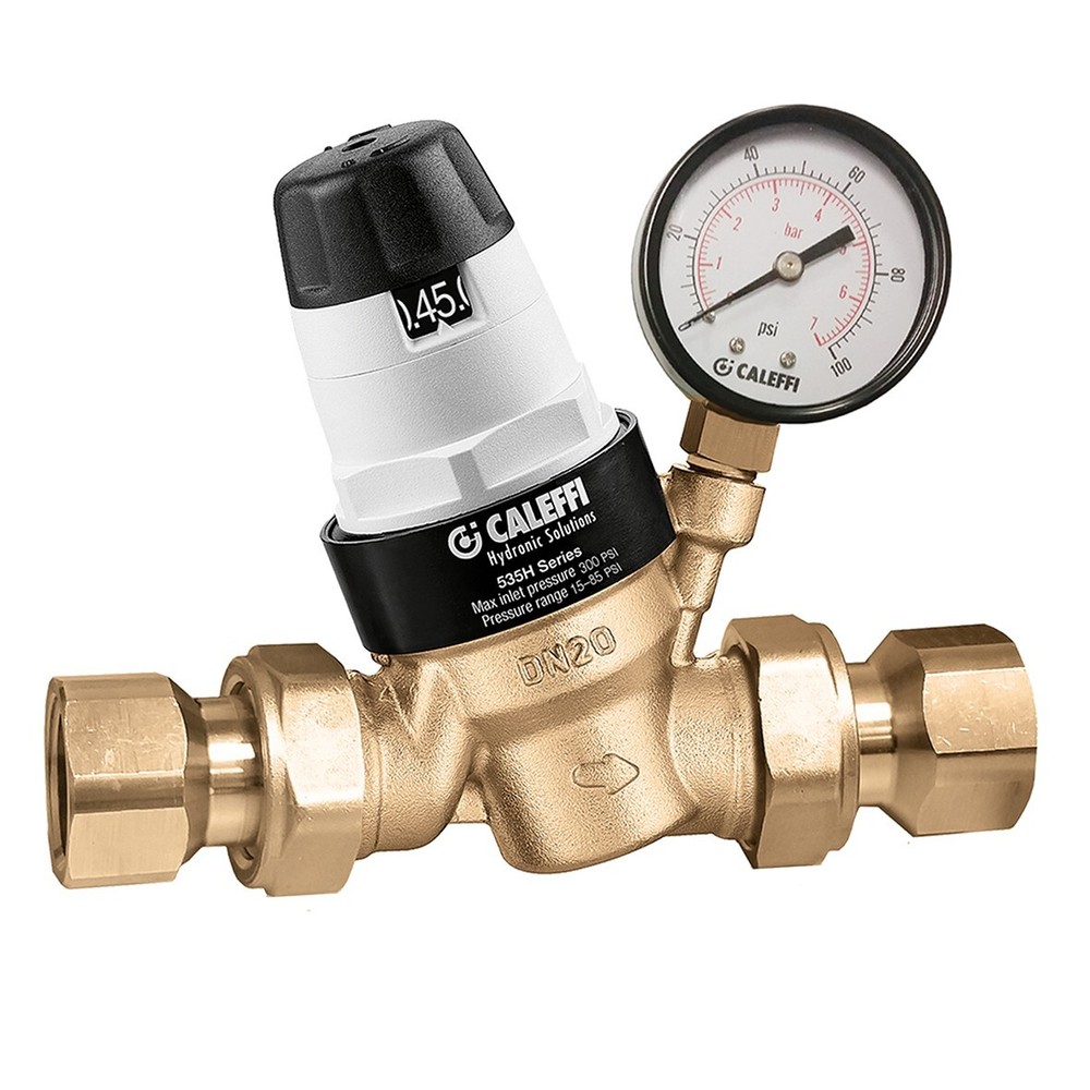 Caleffi 535361HA PresCal™ 1" Pressure Reducing Valve, with Gauge, Pre-Adjustable