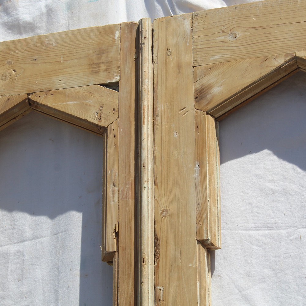 Antique 42” Double Doors with Gothic Arch Windows, NED2380