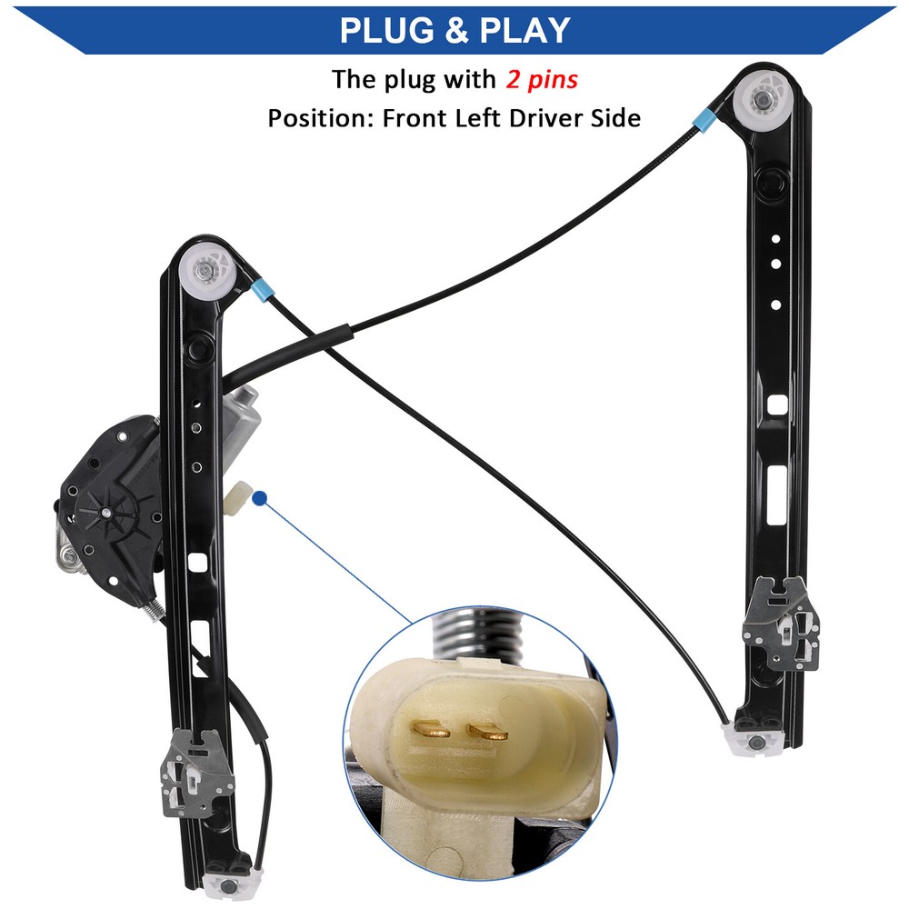 Front Power Window Regulator w/ Motor Driver Side Left LH for BMW E46 3 Series
