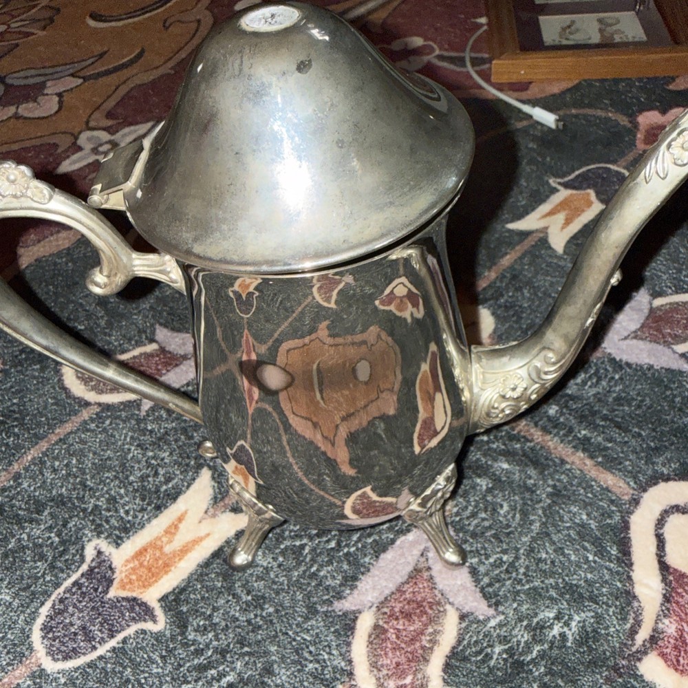 Vintage Leonard silver-plated coffee pot with hinged lid