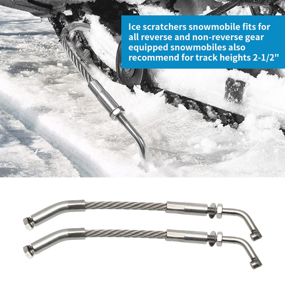Left+Right Ice Scratchers Carbide Tips Snowmobile Reverse Compatible Universal