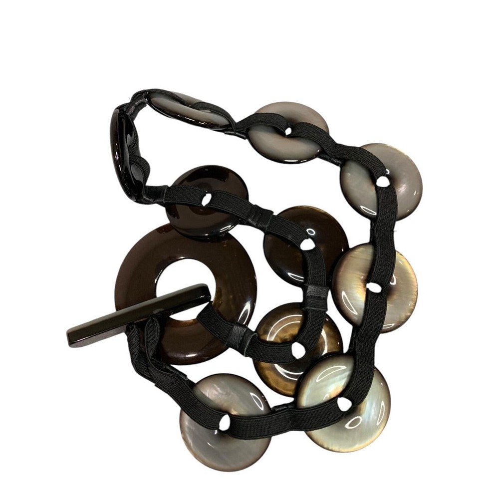 One Size Womens Reversible Statement Belt Stretch Elastic Toggle Clasp