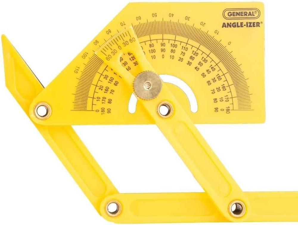 Compact Hand-Powered Protractor for Sloped, Inside & Outside Angles - Yellow
