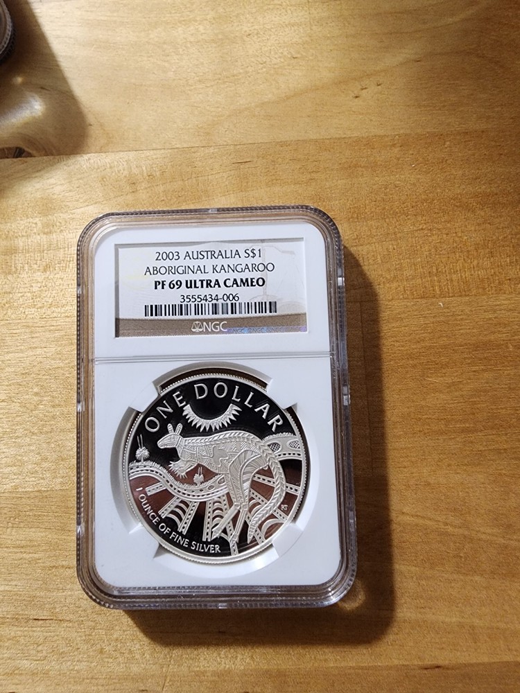 2003 Australia Silver $1 Aboriginal Kangaroo NGC PF69