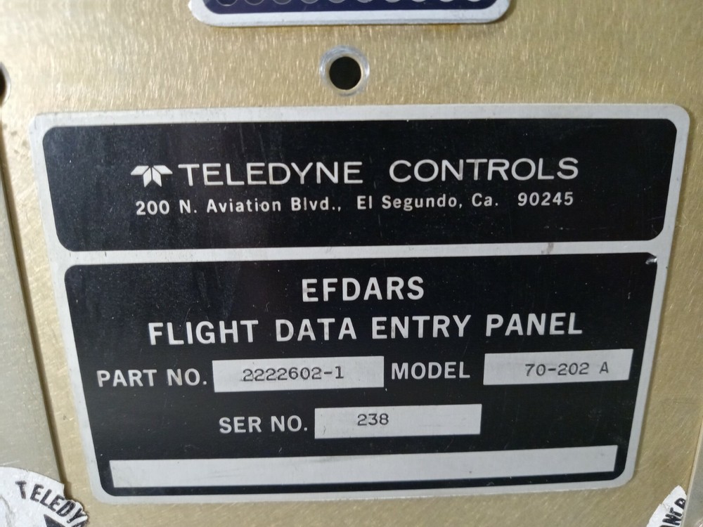 Flight Data Entry Panel 70-202A 2222602-1 Removed Working