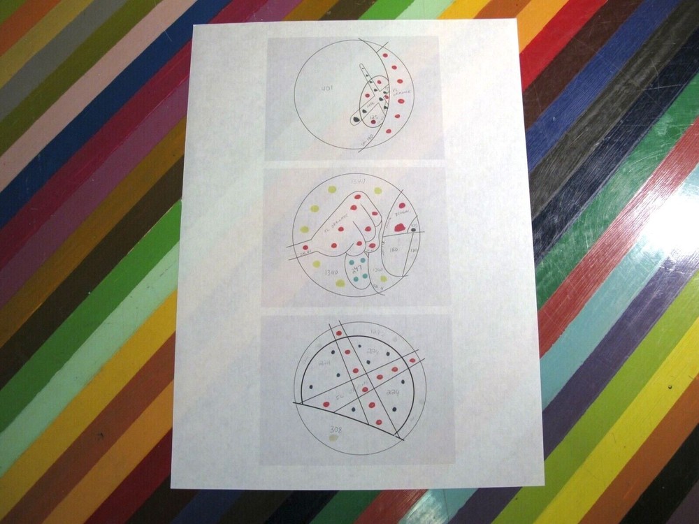 vtg KAWS art show print - working process transparency worksheet circle v5