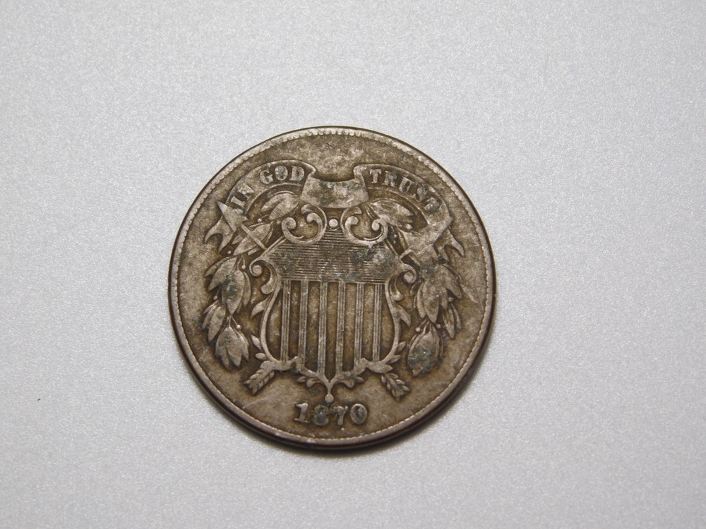 RARE OLD WEST US COIN 1870 2 CENT PIECE