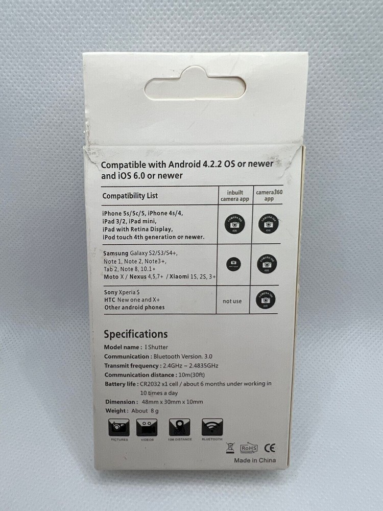 Remote Bluetooth Shutter for iOS / Android (For Taking Pictures) (New In Box)