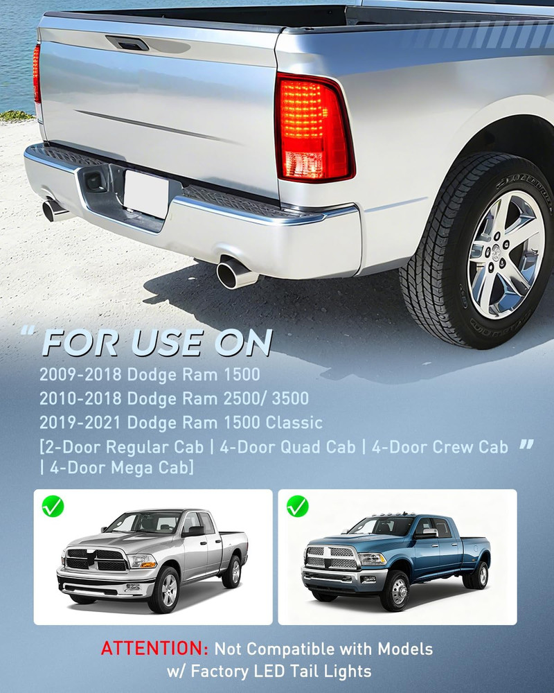 Taillight Assembly Compatible with 2009 2010 2011 2012 2013 2014 2015 2016 2017