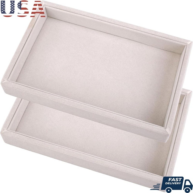 Velvet Jewelry Display Tray Organizer Stackable Empty Plate Accessories Storage