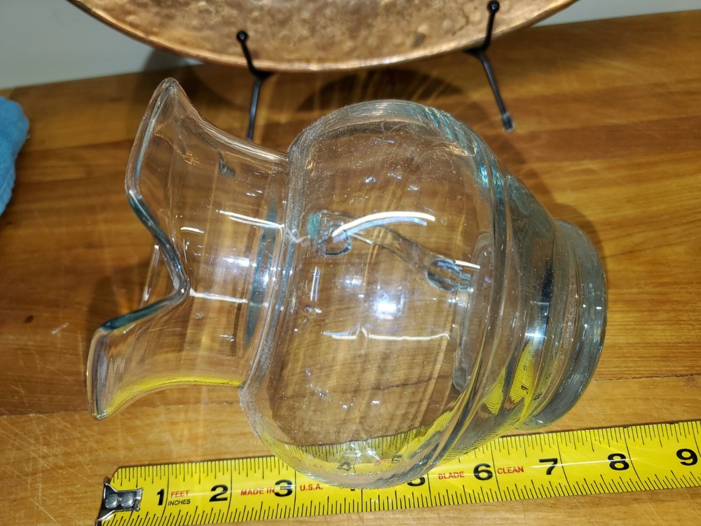 Glass Small Pitcher. Etched 'Cafe Du Paris' On Front