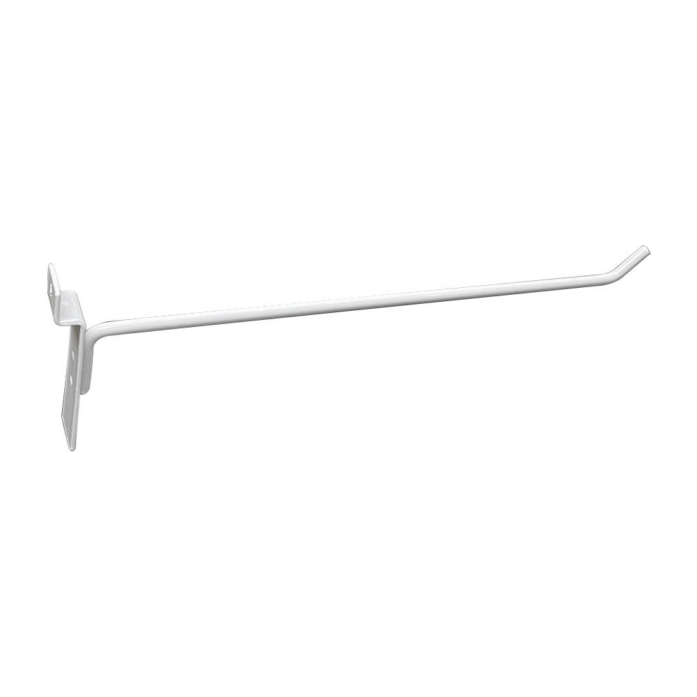10" Slatwall Hook Panel Display Hooks, 1/4" Thickness Metal, White - PACK 2