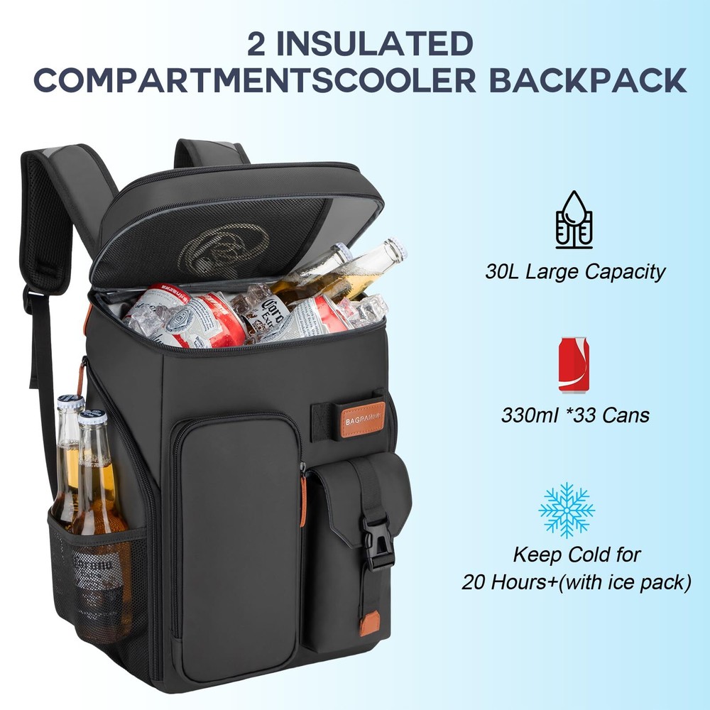 Insulated Cooler Backpack33 Cans Multifunctional Double Deck Leakproof Cooler...