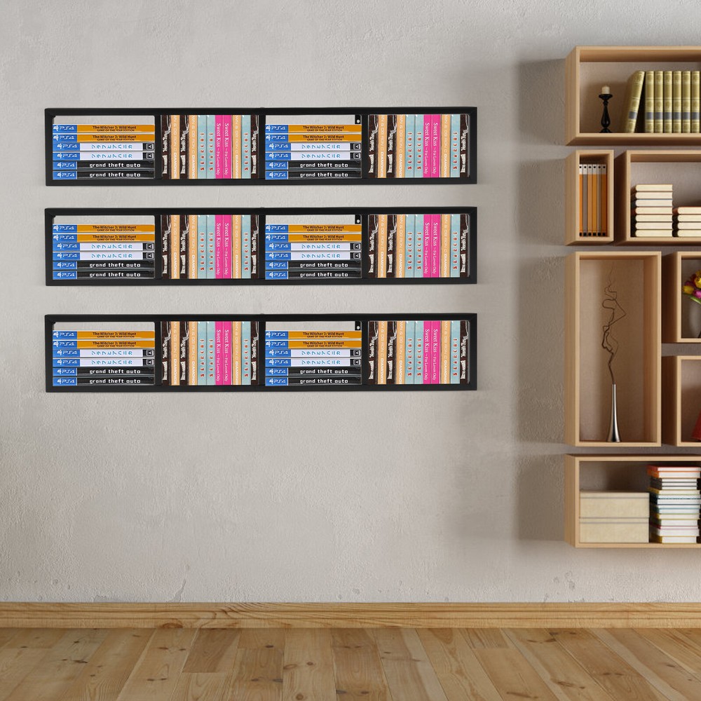 3-Stand Wall Mount CD Rack - Space-Saving Media Storage Organizer