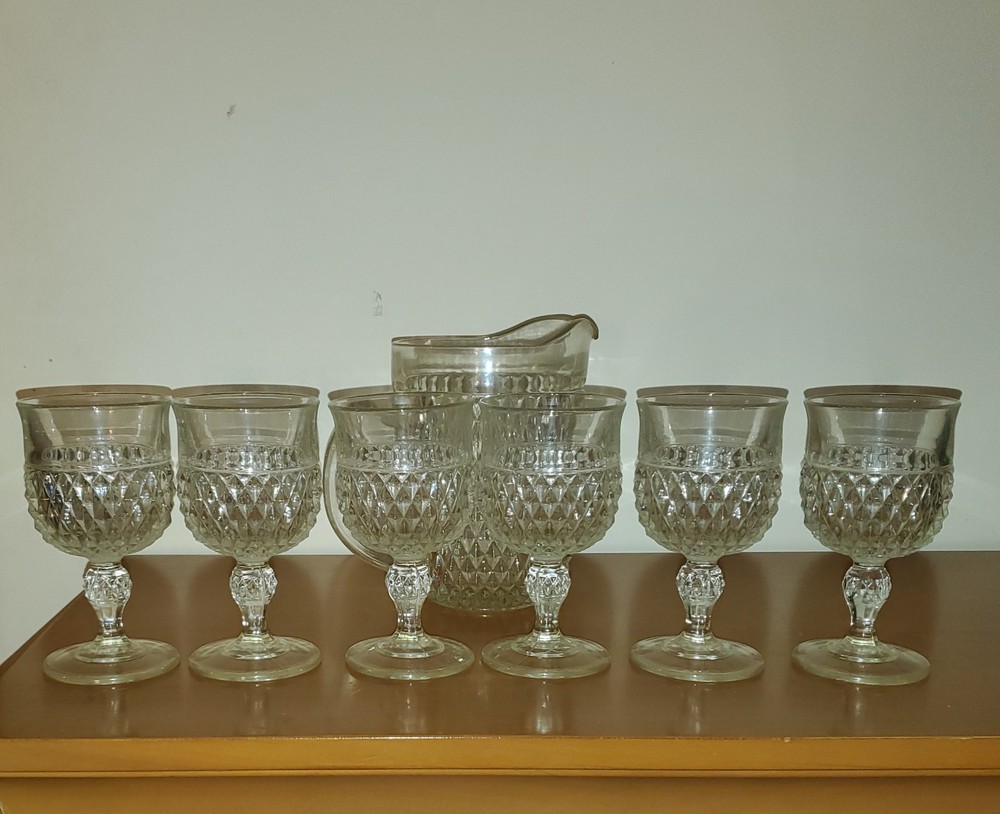 Indiana Glass Co. Pitcher And Glasses