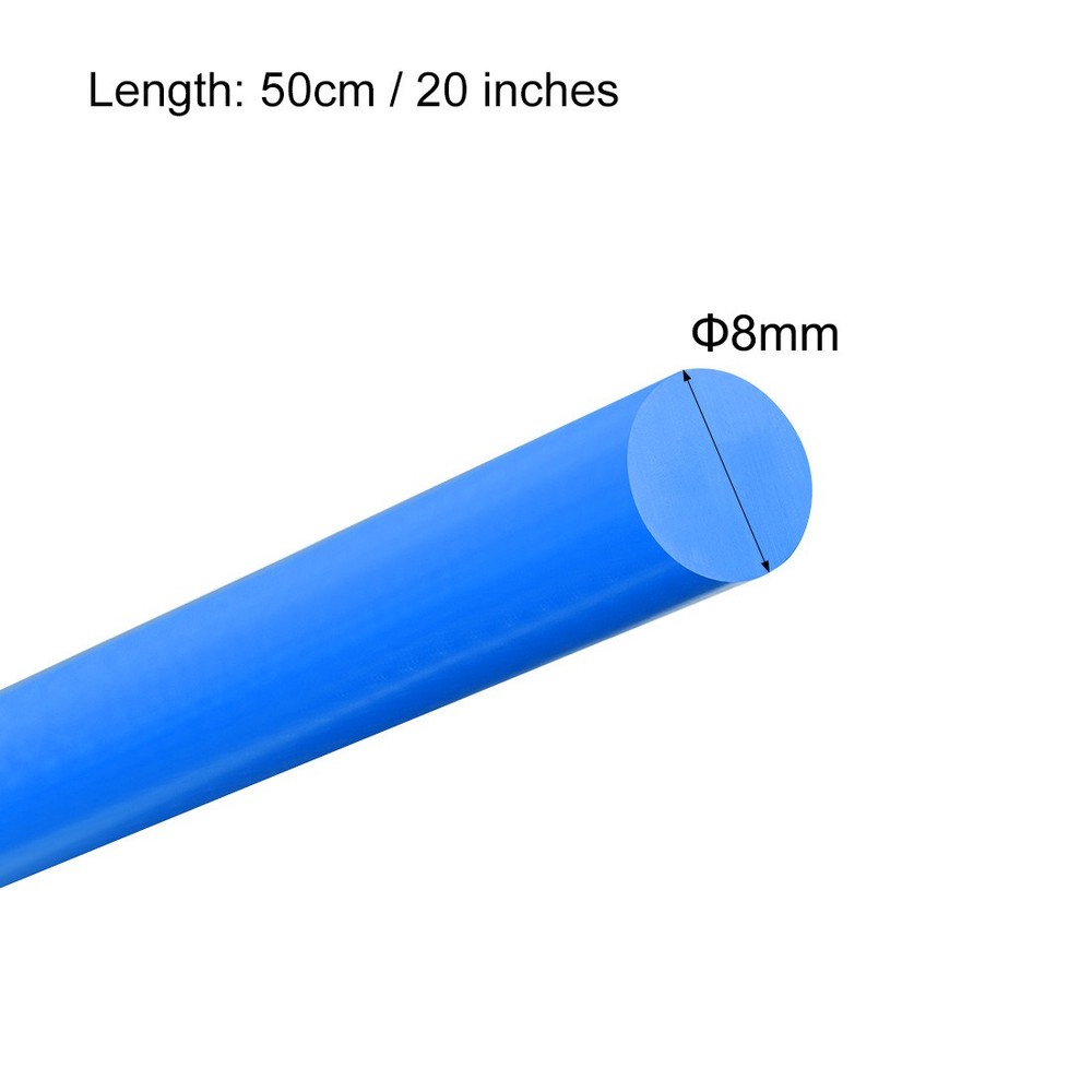 Plastic Round Rod,8mm Dia 50cm Blue Engineering Plastic Round Bar 3pcs