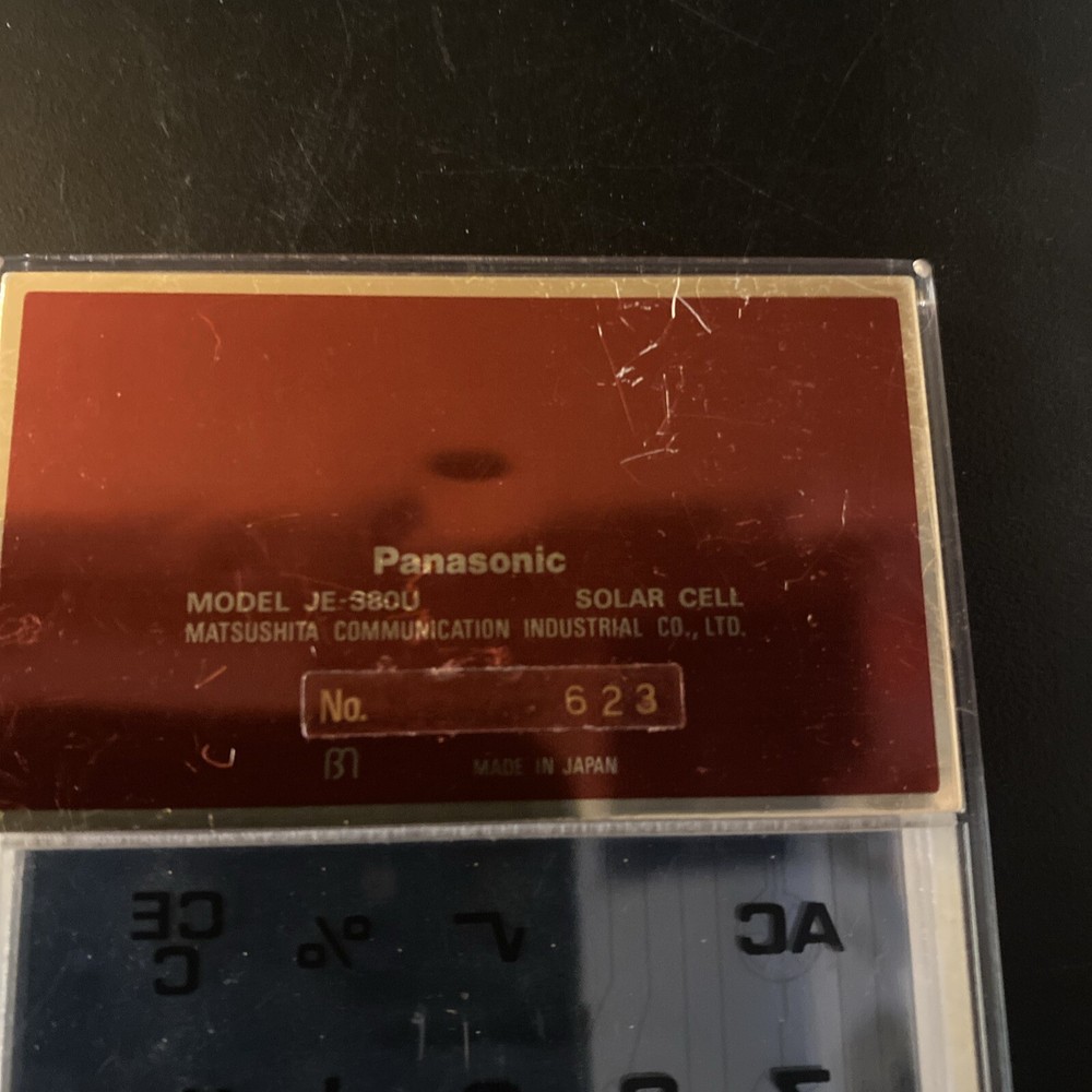 Panasonic Solar Powered Calculator Model JE-38OU Clear