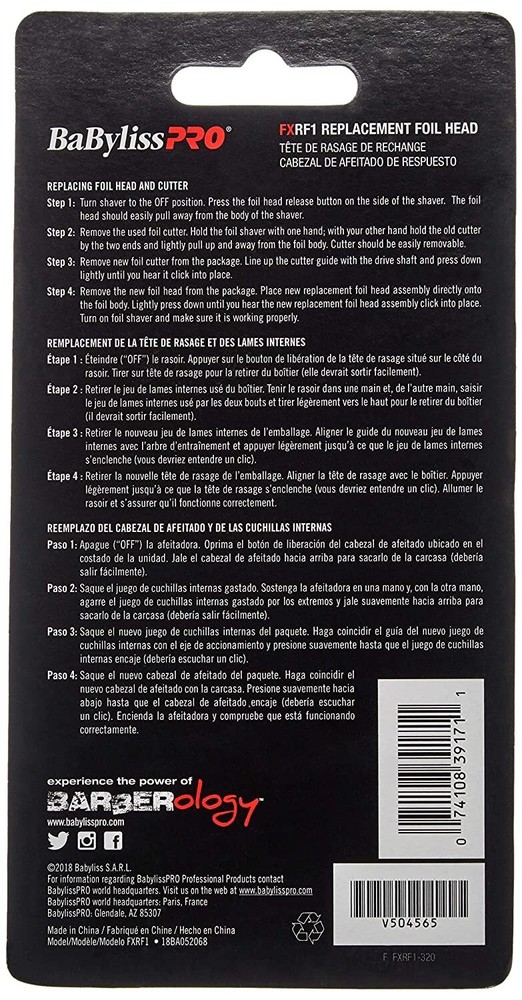 BaBylissPRO Replacement Single Foil & Cutter For FXFS1 Silver | FXRF1