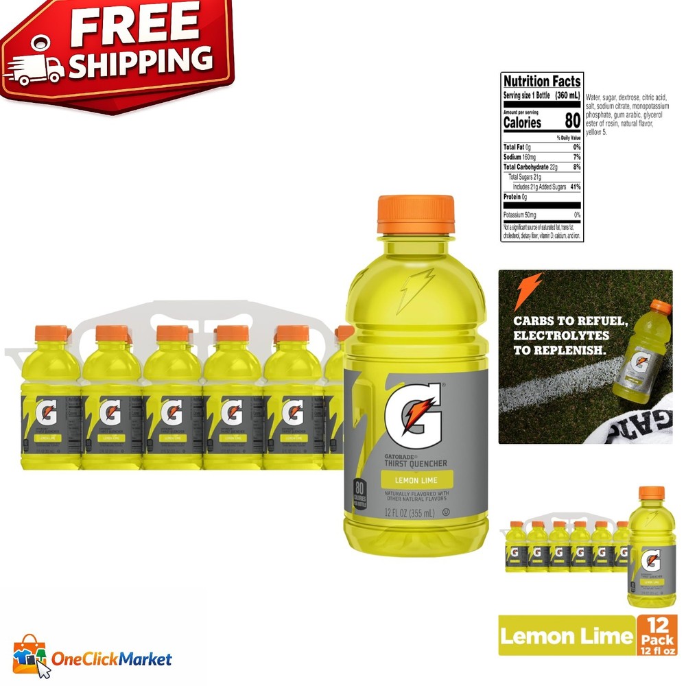 Electrolyte Enhanced Lemon-Lime Drink, Perfect Hydration - 12 Fl Oz (12 Pack)