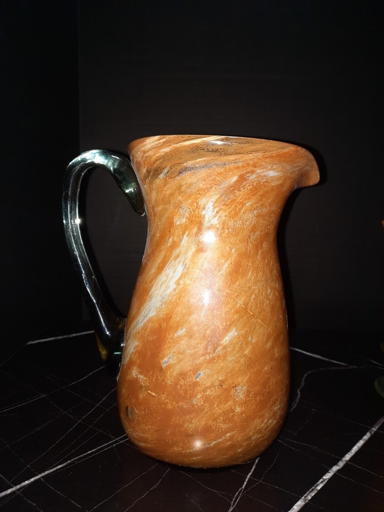 Hand Blown Glass Pitcher And Goblets