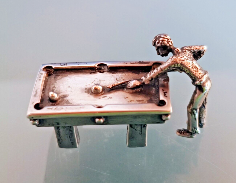 925 Silver miniature, CHIMERA ORO, billard player