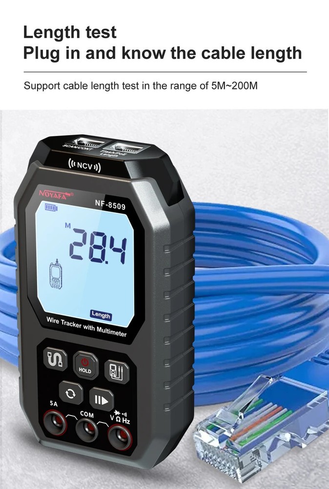 2in1 Network Cable Tester & Digital Multimeter Cable Tracker Cat5Cat6 PoE Tester