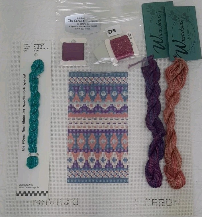 L. CARON Needlepoint Canvas NAVAJO with Threads