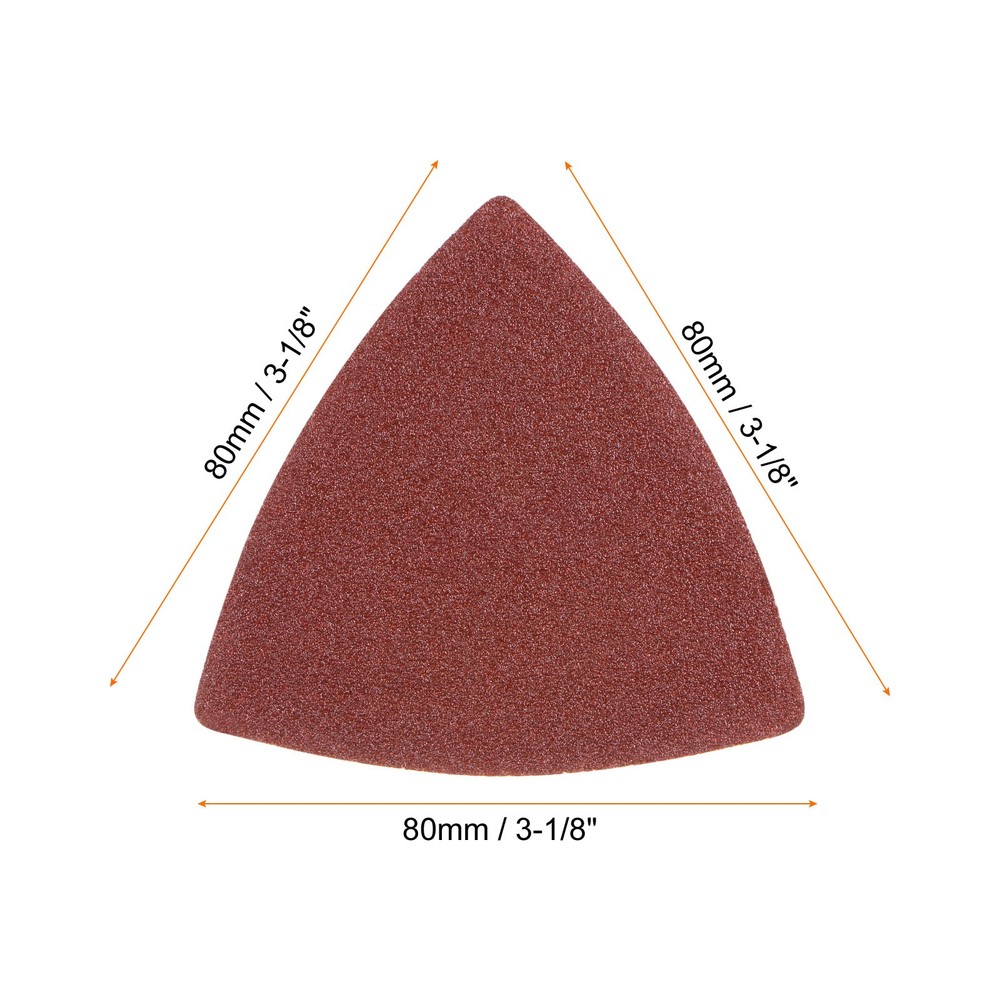 120pcs 100 Grits 80mm Aluminum Oxide Triangular Hook & Loop Sandpapers Pads