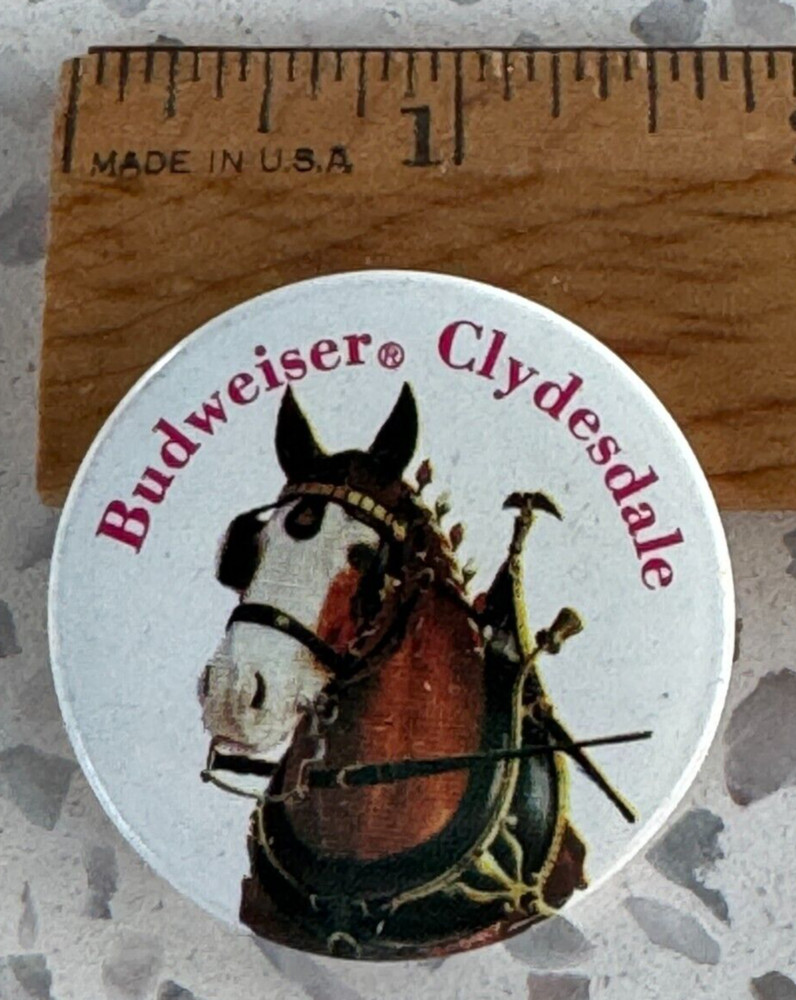 Vintage BUDWEISER CLYDESDALE Beer Pin Back Button