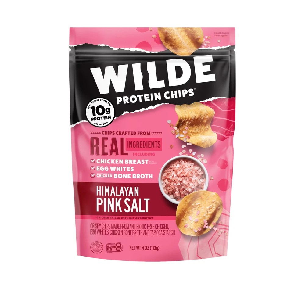 WILDE Protein Chips Himalayan Pink Salt, Thin Crispy High Protein,4.0 Oz