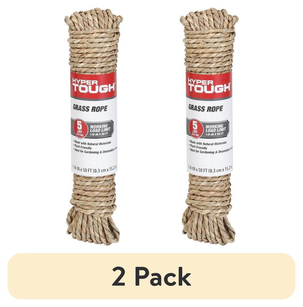 2 Pack 50ft Grass Rope Brown 18 Lb Working Load Limit Perfect for Crafting