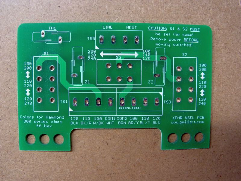 DIY PCB - Voltage Selector / Input PCB for Multi-voltage Transformer Primaries