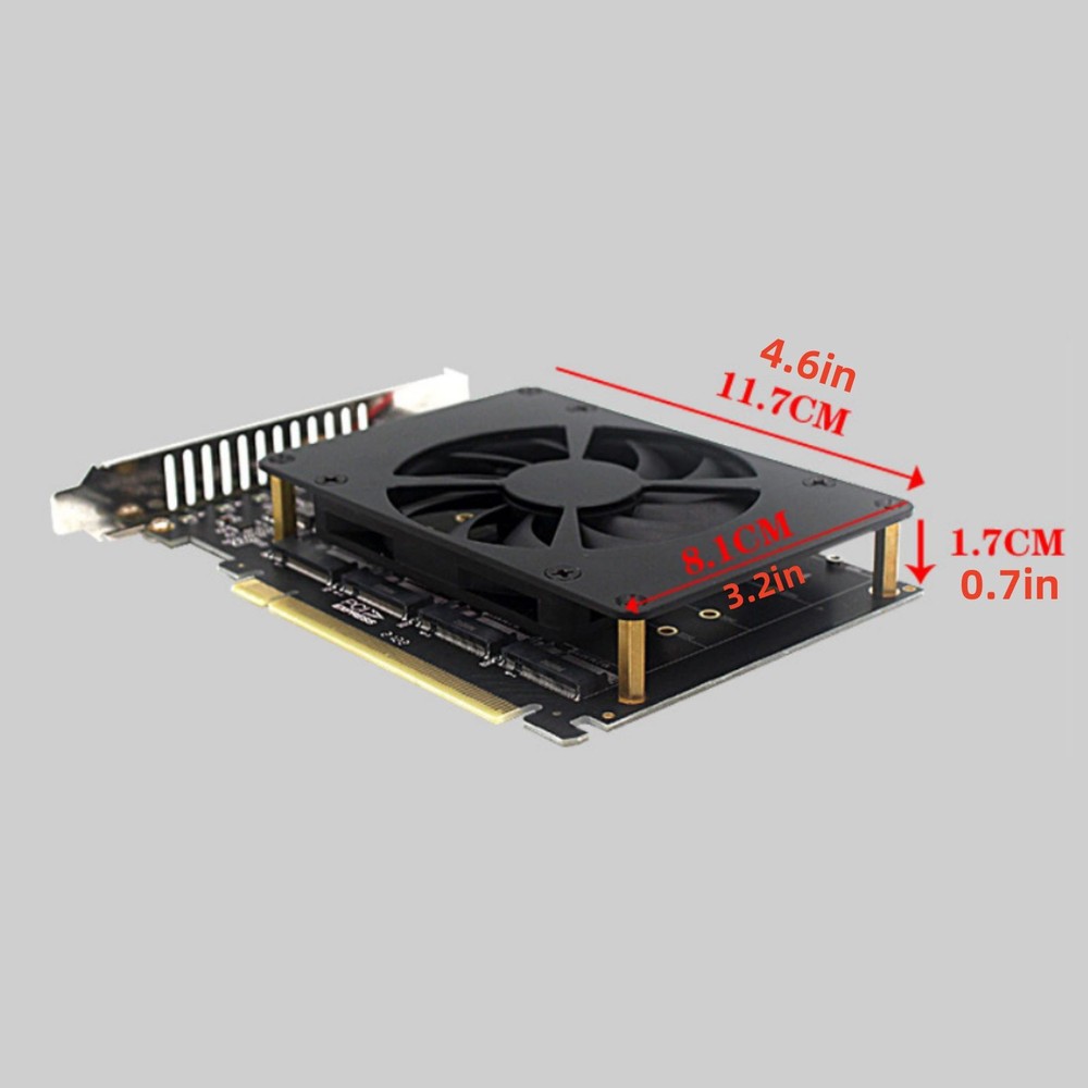 NVME M.2 Adapter Card PCIE X16 Splitter Expansion Controller 4-Disk Soft RAID