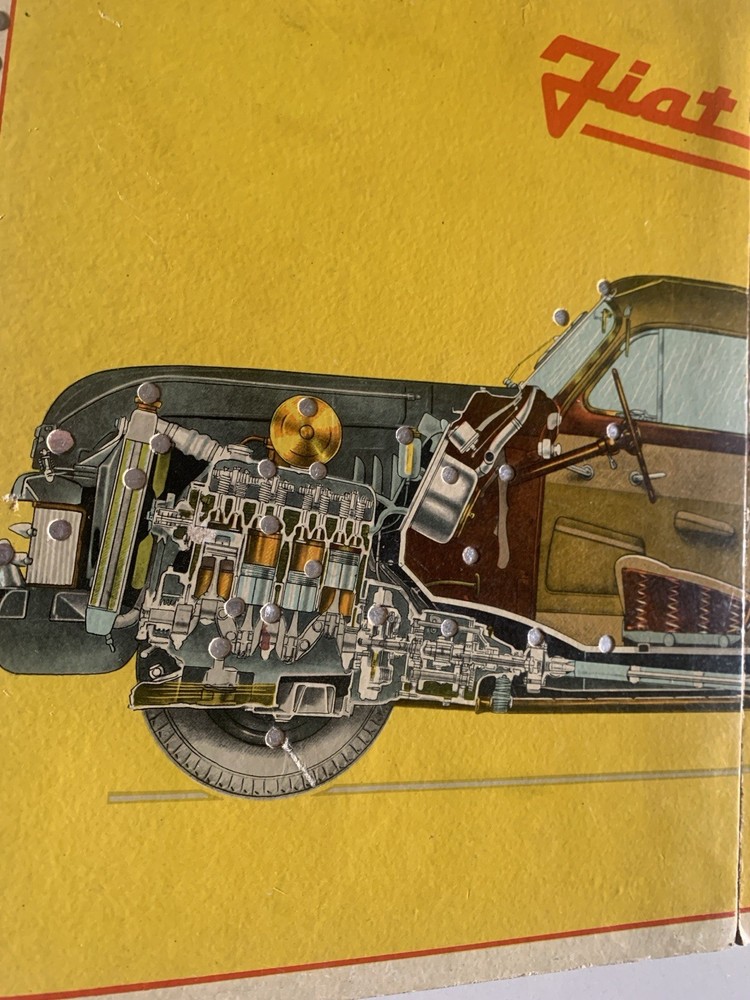 VINTAGE FIAT 1400 CAR TECHNICAL SHEET PANEL