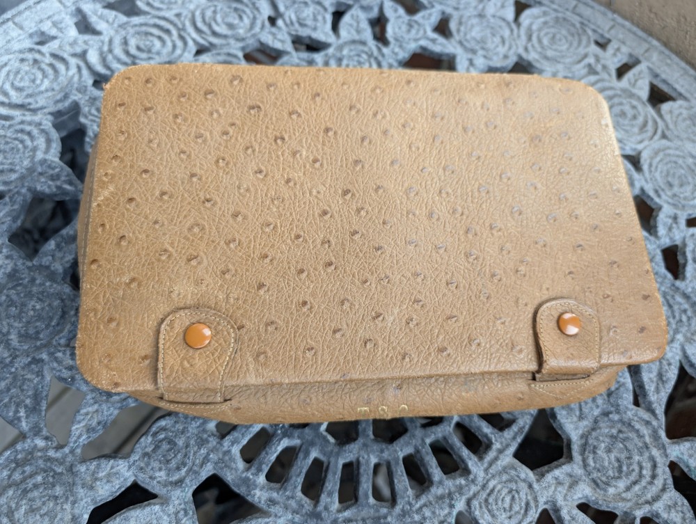 Vintage Compac-Kit Monogram Ostrich Leather Buckled Case