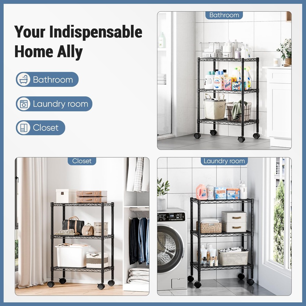 Industrial 3 Level Grid Storage Rack ，Mobile Metallic Shelving System with Lo...