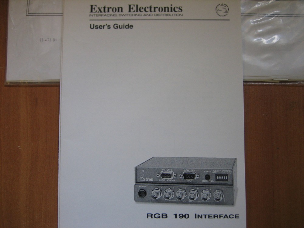Extron Electronics RGB 190 Interface User's Guide - FREE US SHIP