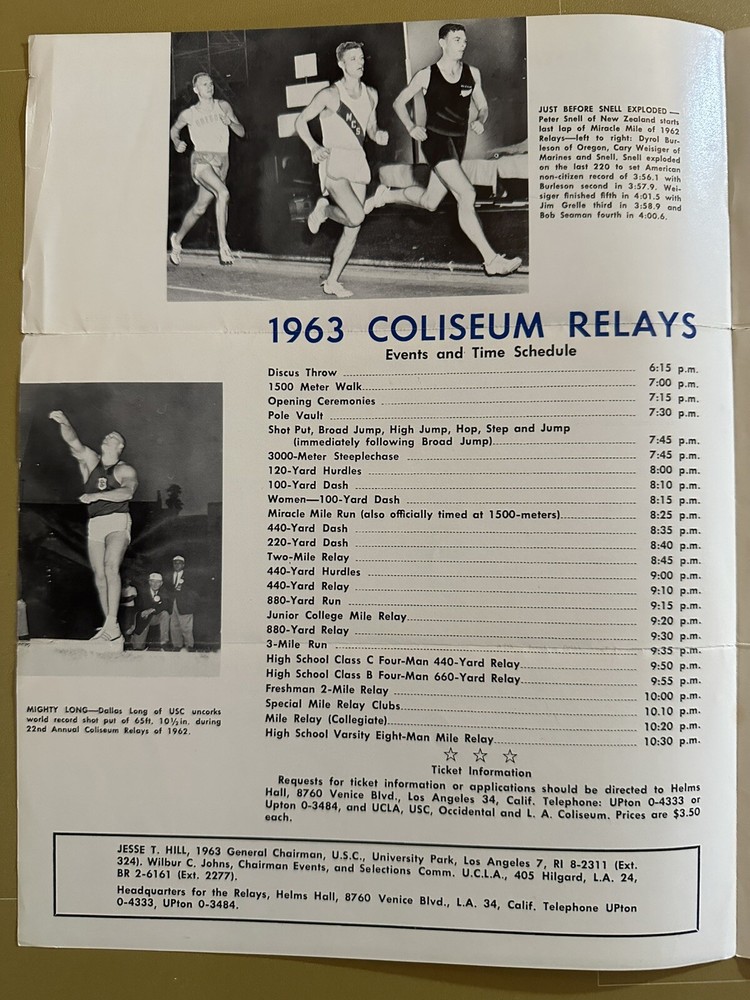 May 17 1963 Coliseum Relays Track & Field Program 23rd Annual