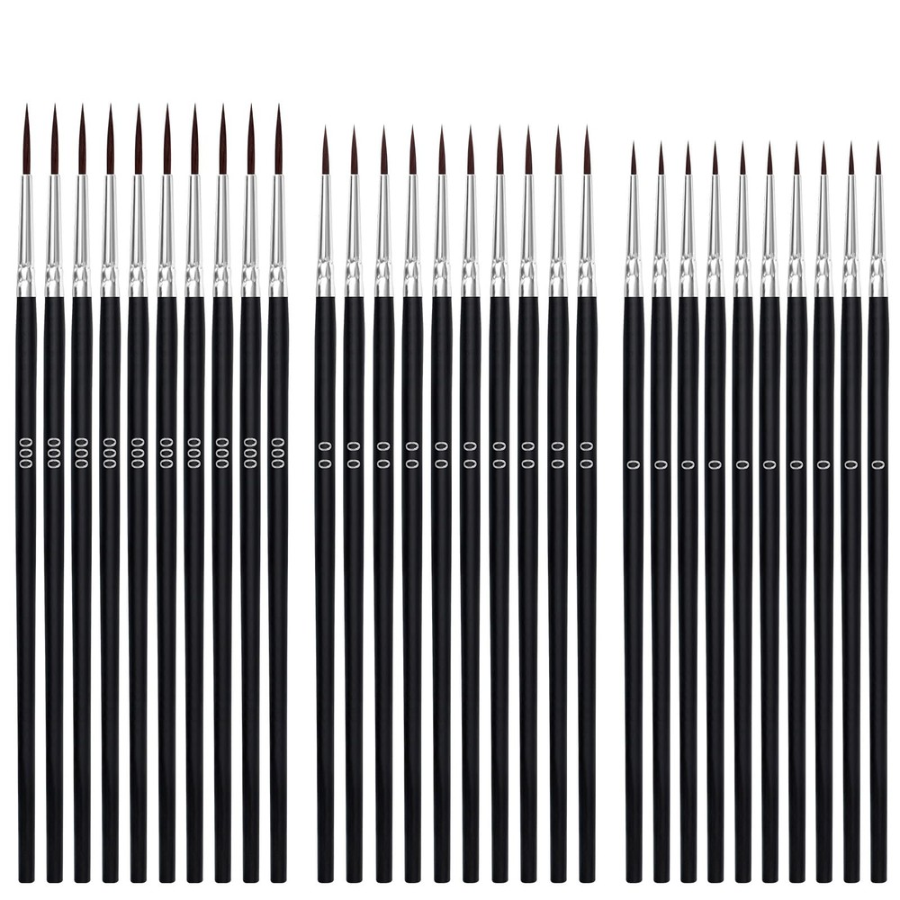 30 Pcs Tiny Detail Paint Brushes Set, Micro Small Small, Black-30