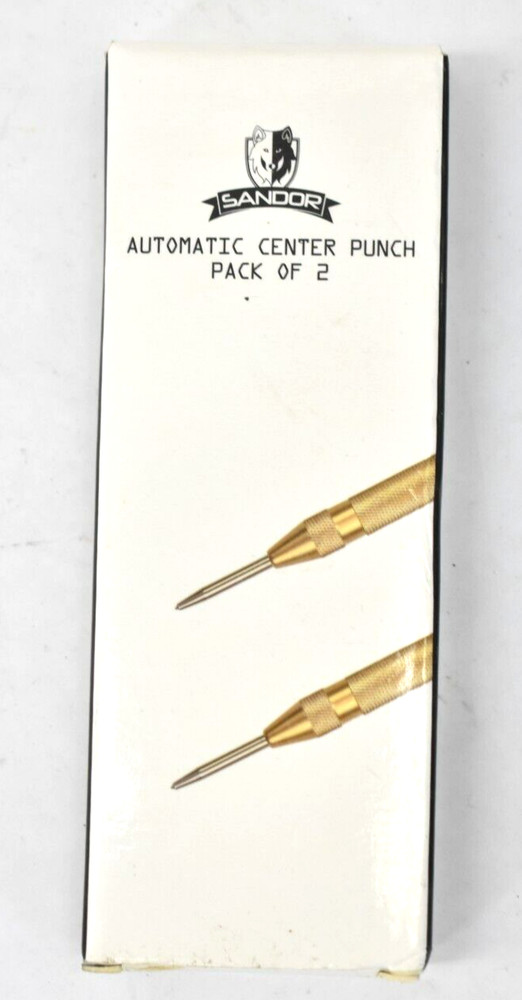 Sandor Automatic Center Punch 5" Brass Spring Loaded Hand Tools 2 Pack Set
