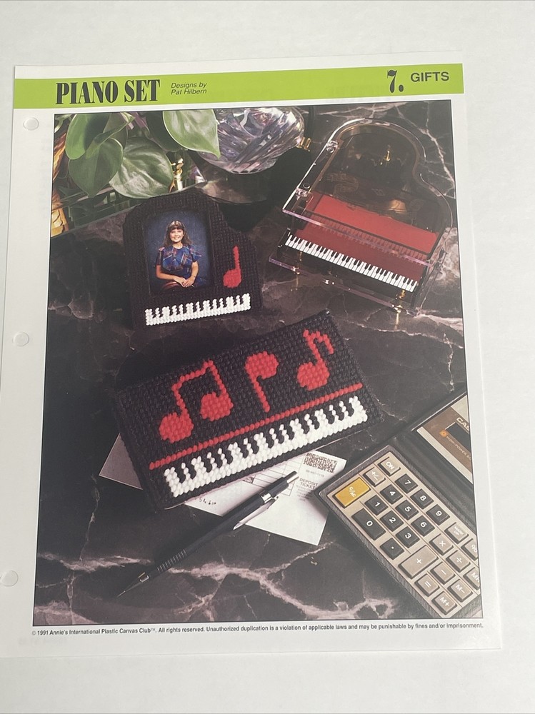 Piano Set Photo Frame Checkbook Cover Annie's Plastic Canvas Pattern