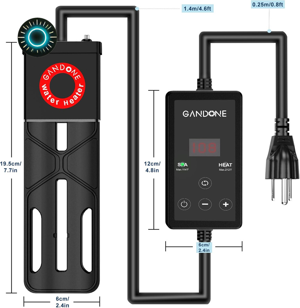Dual Spa Water Heater Portable Hot Tub Immersion Water Heater Cast Aluminum Sub