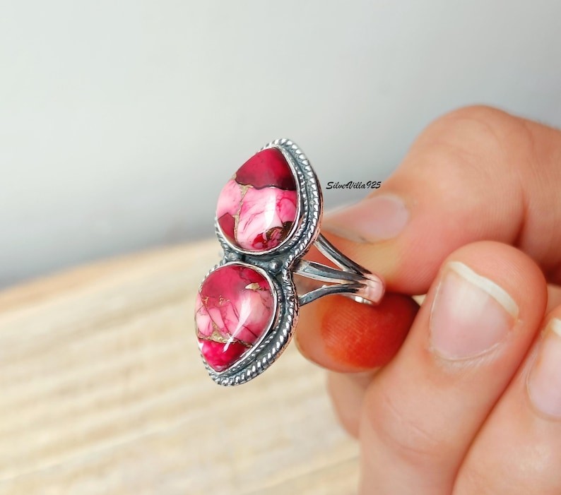 Rose Dahlia Turquoise Solid 925 Sterling Silver Statement Ring, All Size M1786